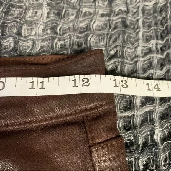 7 FOR ALL MANKIND Coated Brown Ankle Super Skinny High Waist Jeans Waist 25 #773 - Picture 11 of 14